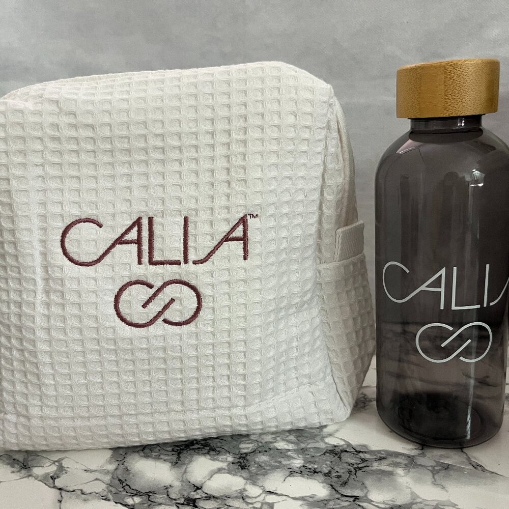 Calia Water Bottle Travel Pouch Lip Balm Stone Gua Sha Mints Exclusive Merch Set